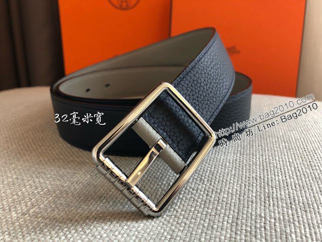 HERMES高端男士皮帶 愛馬仕CODE 32 REVERSIBLE BELT皮帶 愛馬仕金屬扣雙面用腰帶  jjp1118